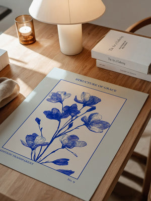 Blaue Blumen grafisch minimalistisch