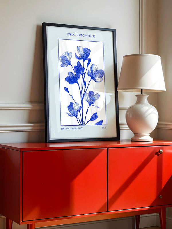 Blaue Blumen grafisch minimalistisch