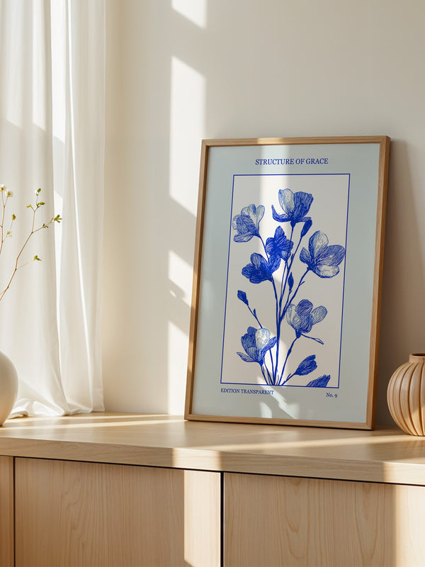 Blaue Blumen grafisch minimalistisch