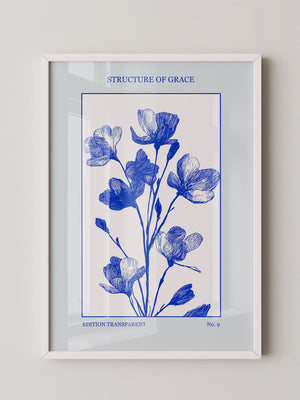 Blaue Blumen grafisch minimalistisch
