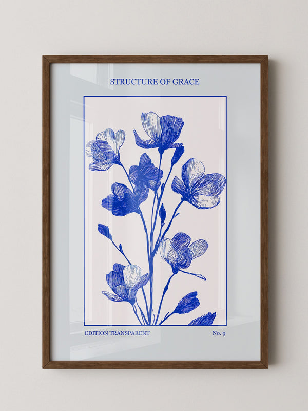 Blaue Blumen grafisch minimalistisch