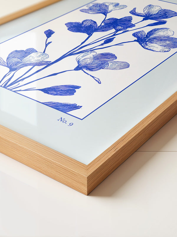 Blaue Blumen grafisch minimalistisch