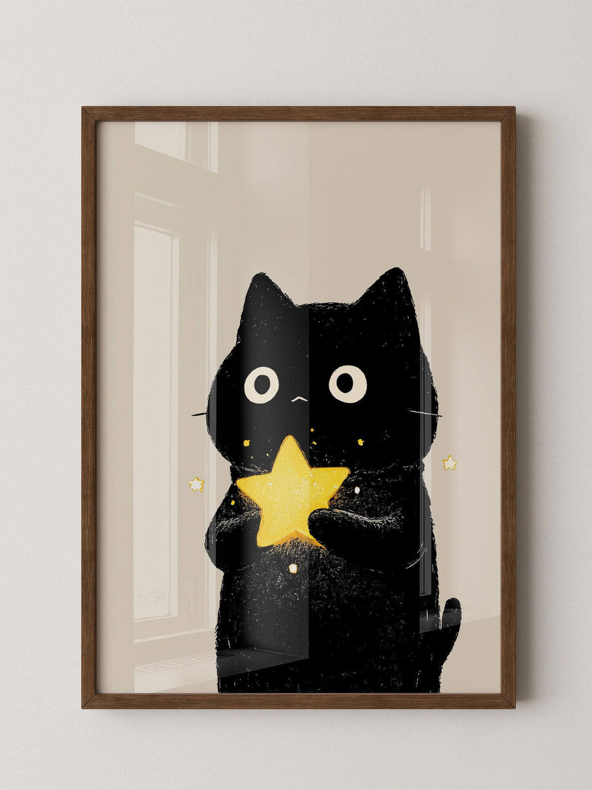 Schwarze Katze leuchtender Stern