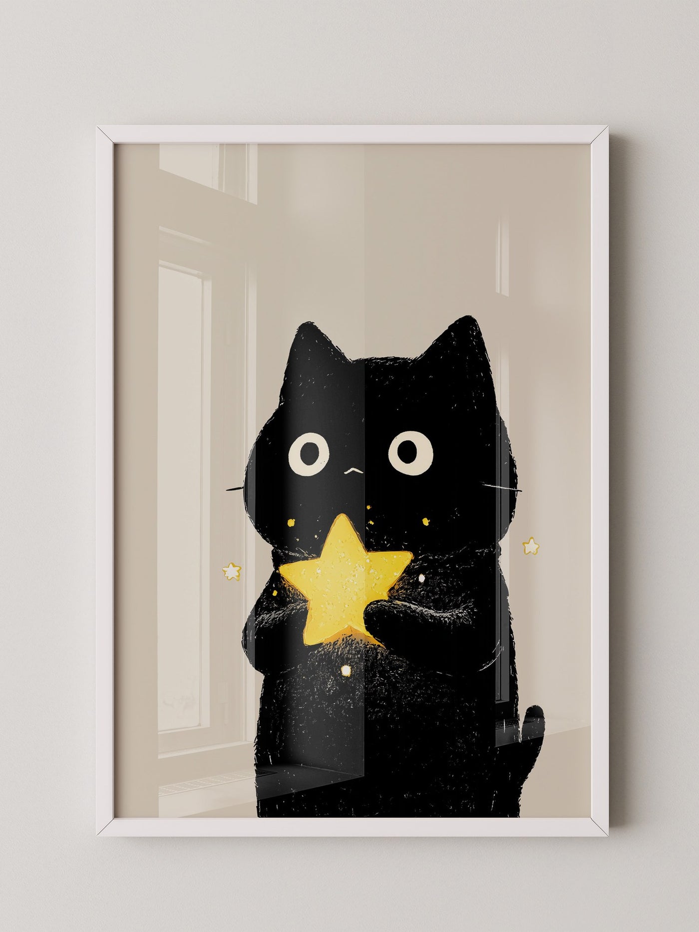 Schwarze Katze leuchtender Stern