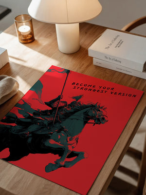 Ritter auf Pferd Rot-Schwarz