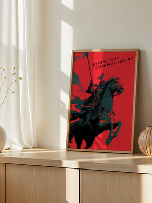 Ritter auf Pferd Rot-Schwarz