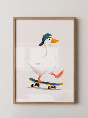 Ente Skateboard Mütze Illustration