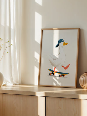 Ente Skateboard Mütze Illustration