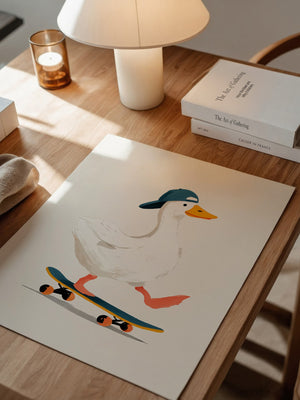 Ente Skateboard Mütze Illustration