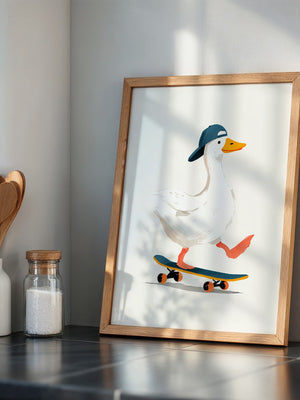 Ente Skateboard Mütze Illustration