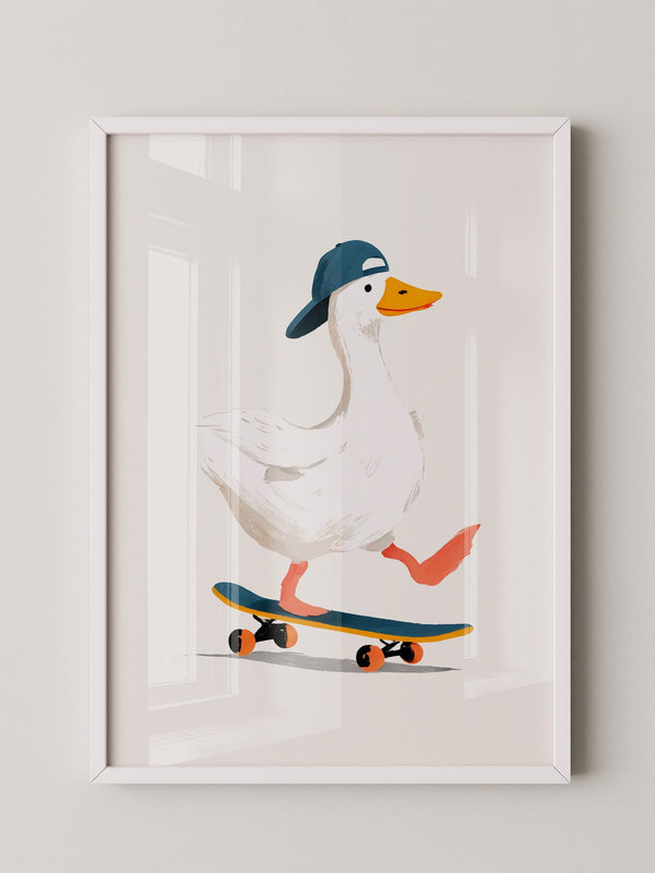 Ente Skateboard Mütze Illustration