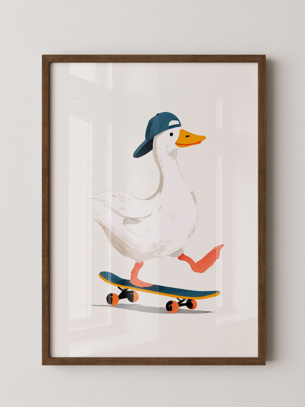 Ente Skateboard Mütze Illustration