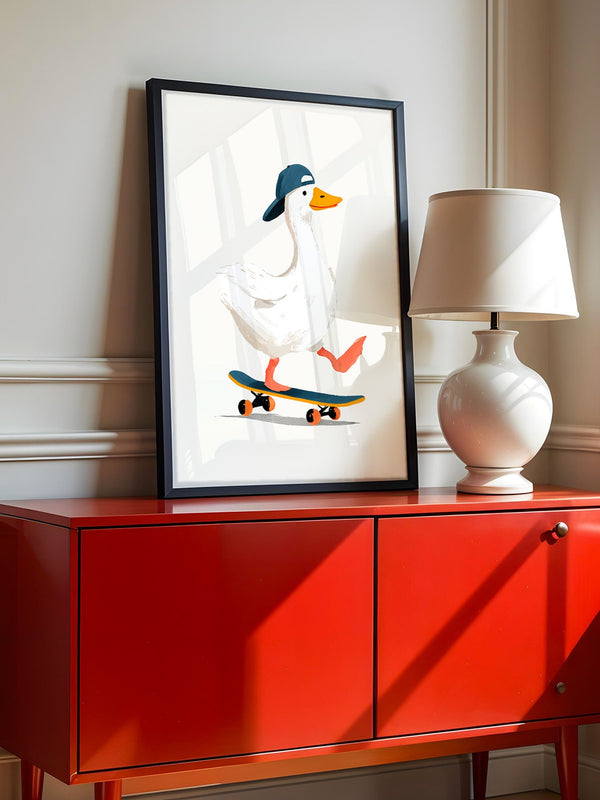 Ente Skateboard Mütze Illustration