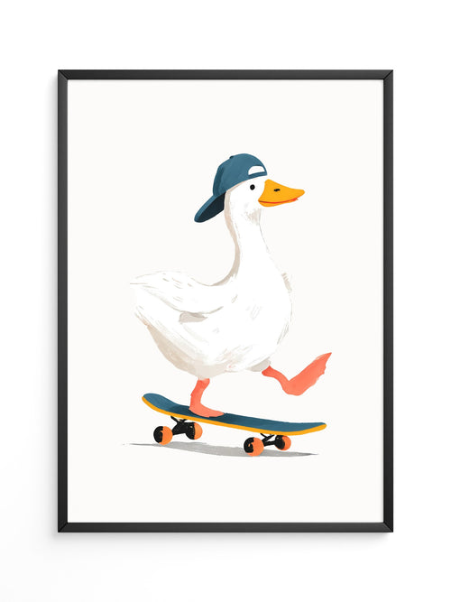 Ente Skateboard Mütze Illustration