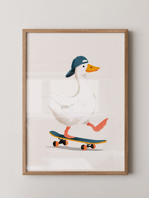 Ente Skateboard Mütze Illustration