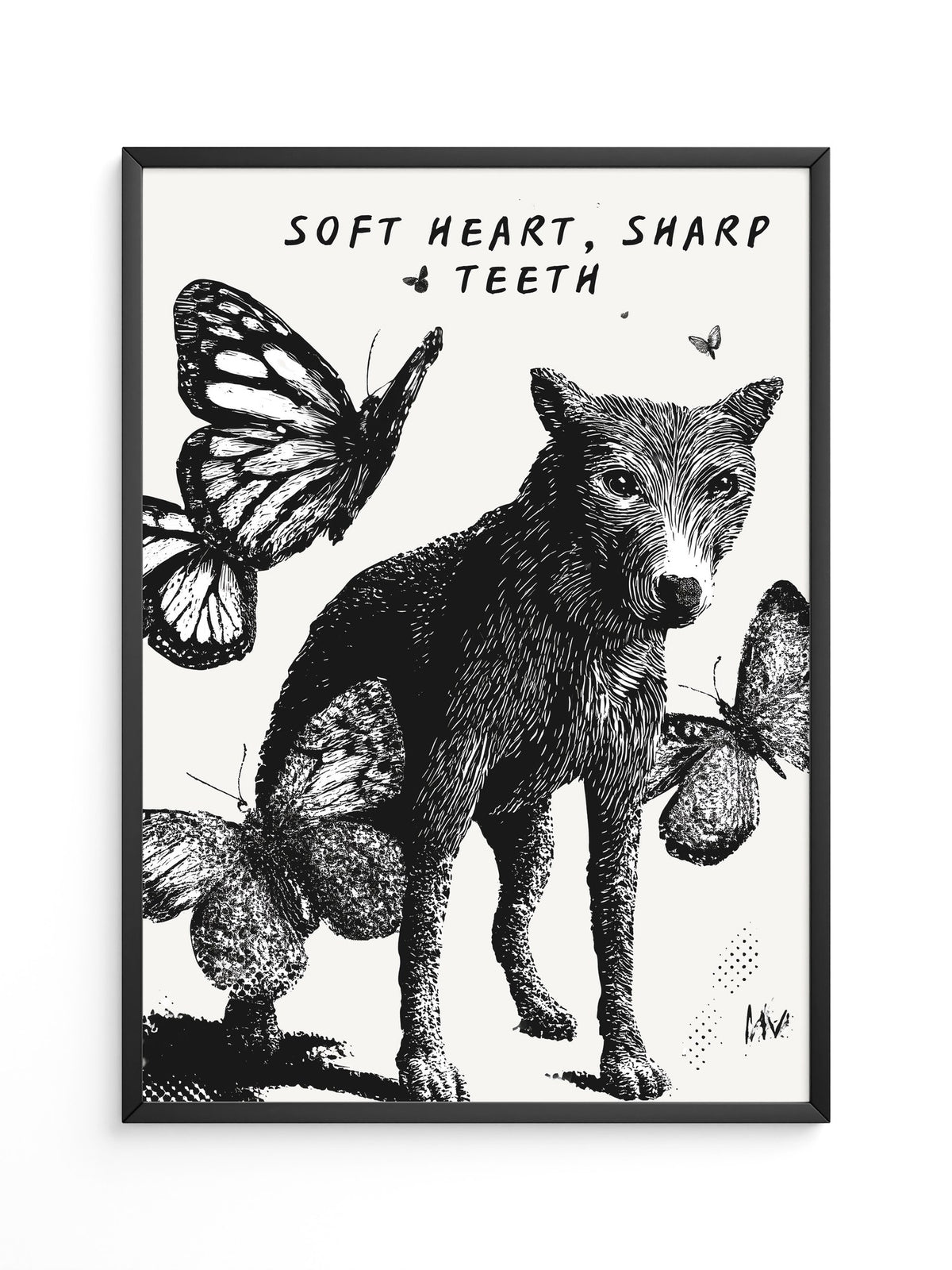 Wolf Schmetterlinge Schwarzweiß