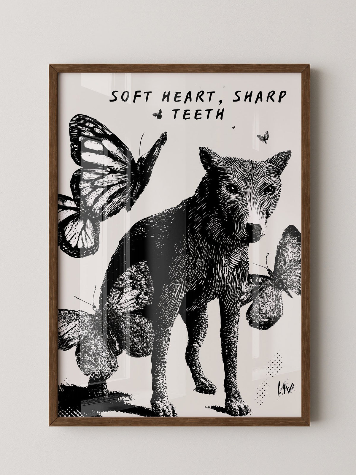 Wolf Schmetterlinge Schwarzweiß