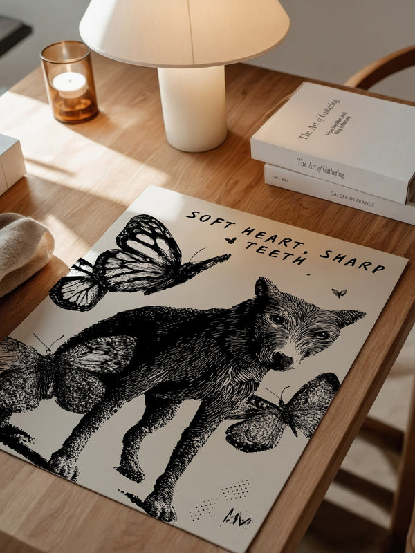 Wolf Schmetterlinge Schwarzweiß