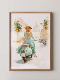 Vespa Fahrt Italien Aquarell