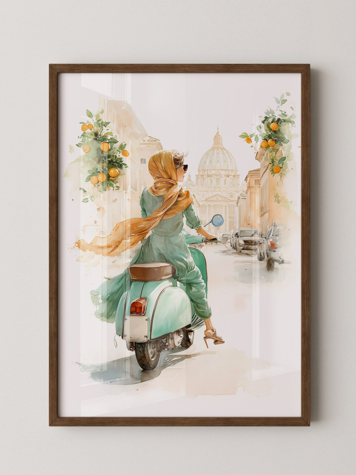 Vespa Fahrt Italien Aquarell