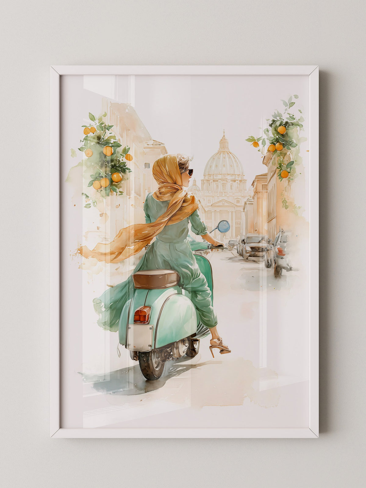 Vespa Fahrt Italien Aquarell