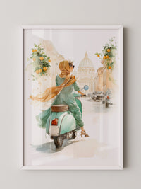 Vespa Fahrt Italien Aquarell