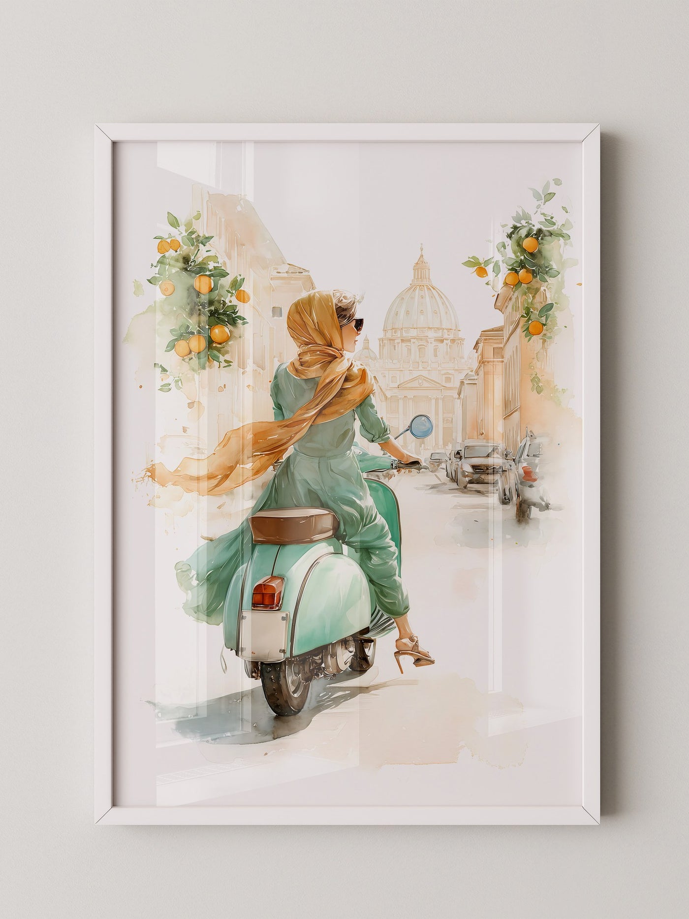 Vespa Fahrt Italien Aquarell