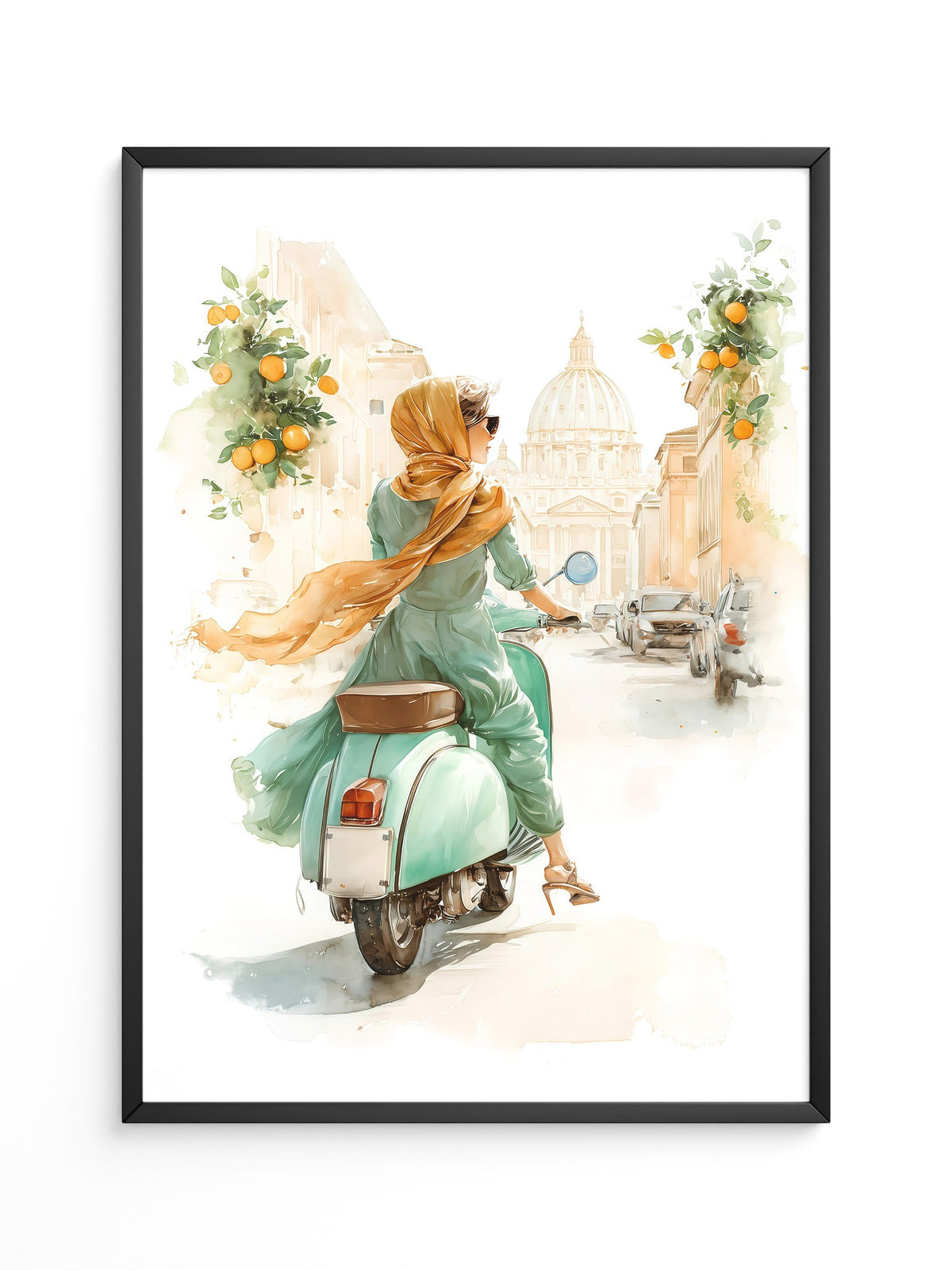 Vespa Fahrt Italien Aquarell