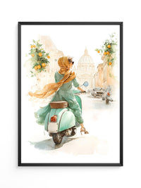 Vespa Fahrt Italien Aquarell