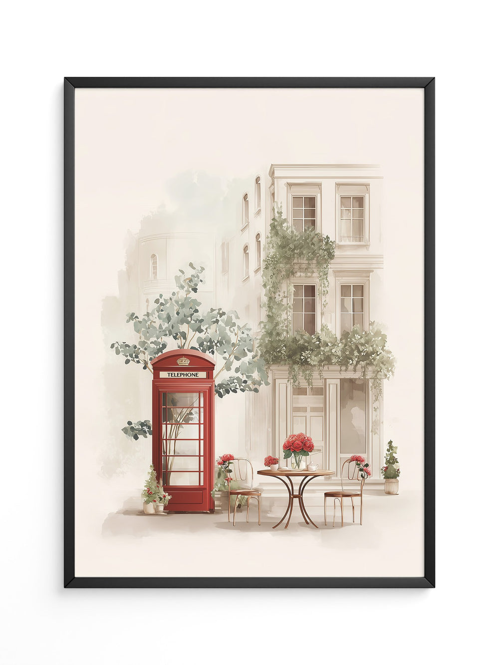 Rote Telefonzelle im Vintage-Flair