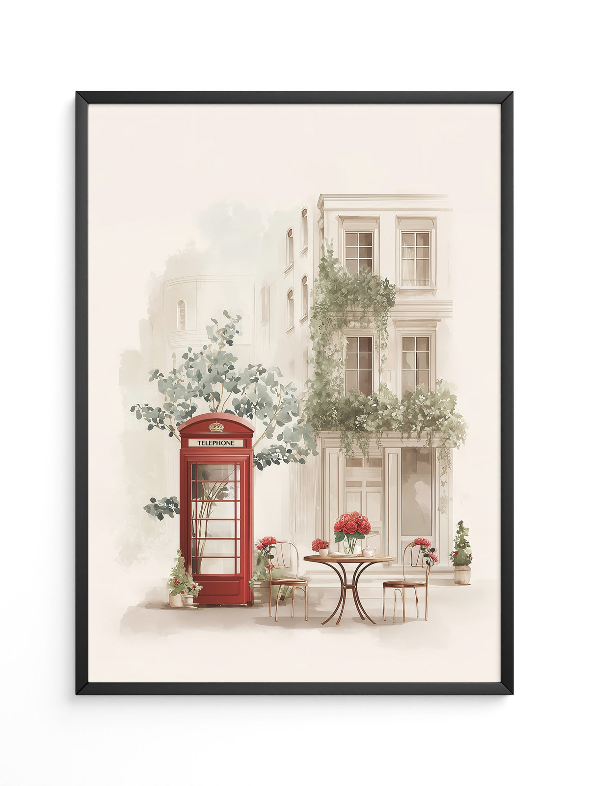 Rote Telefonzelle im Vintage-Flair