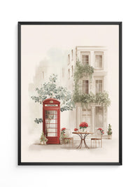 Rote Telefonzelle im Vintage-Flair
