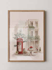 Rote Telefonzelle im Vintage-Flair
