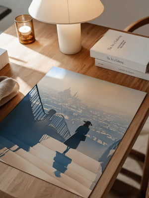 Frau Treppe Stadtansicht Silhouette