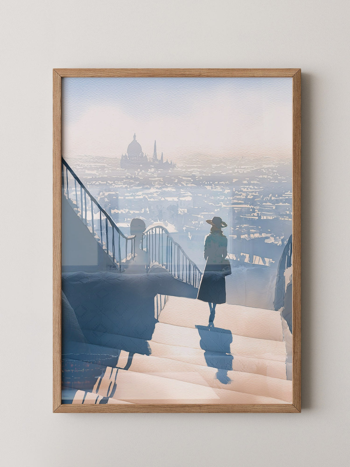 Frau Treppe Stadtansicht Silhouette