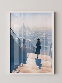 Frau Treppe Stadtansicht Silhouette