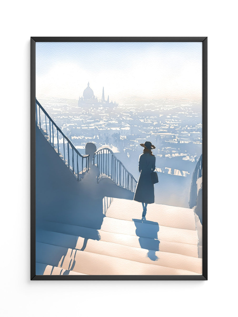 Frau Treppe Stadtansicht Silhouette