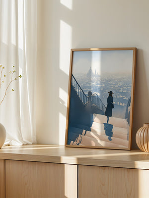 Frau Treppe Stadtansicht Silhouette