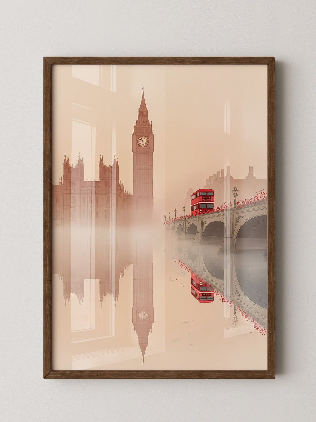 Big Ben und Bus im Nebel