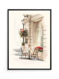 Café Terrasse Rosen Aquarell