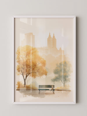 Herbst Parkbank Morgendunst