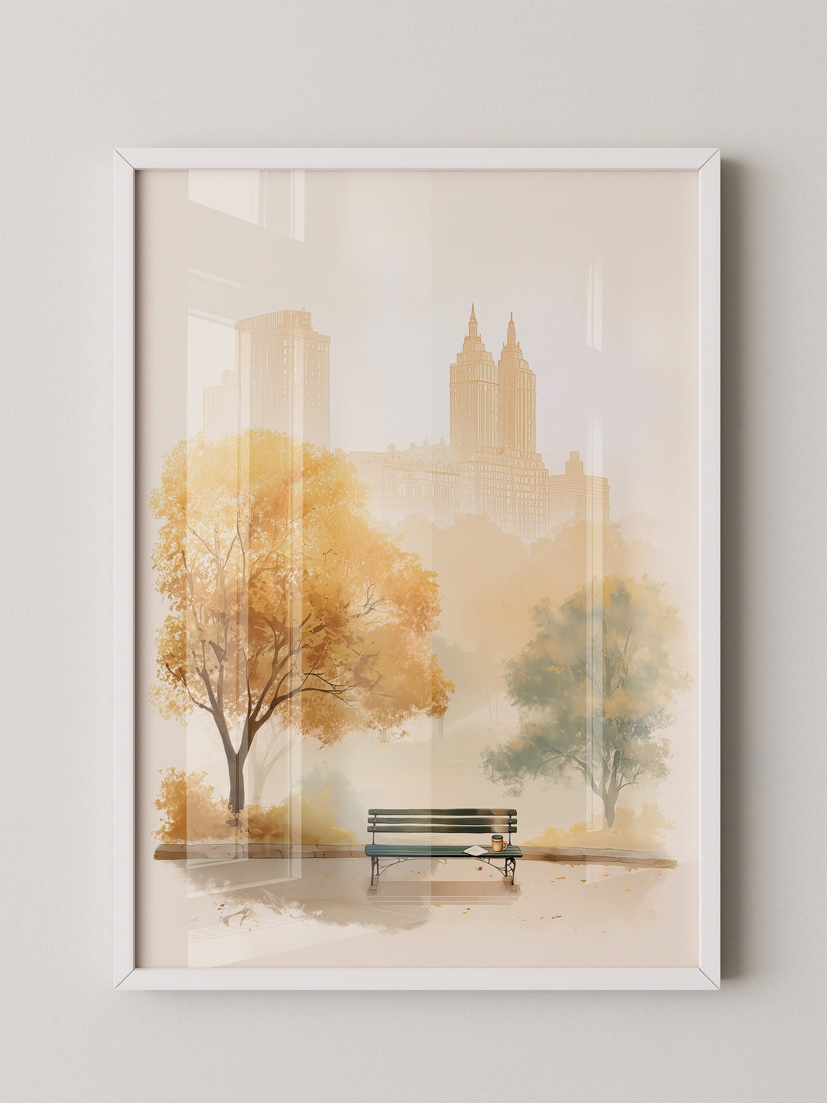 Herbst Parkbank Morgendunst