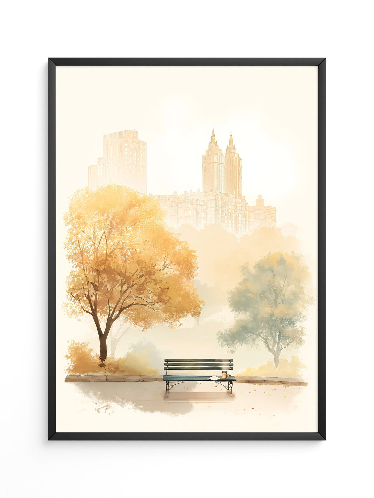 Herbst Parkbank Morgendunst