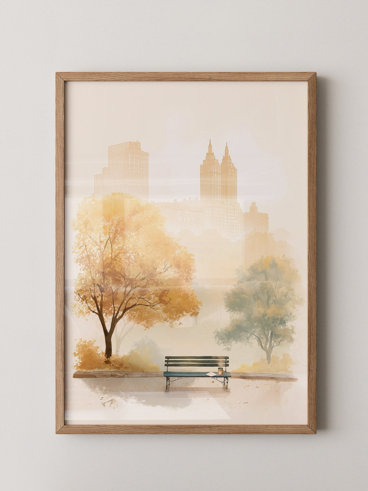 Herbst Parkbank Morgendunst