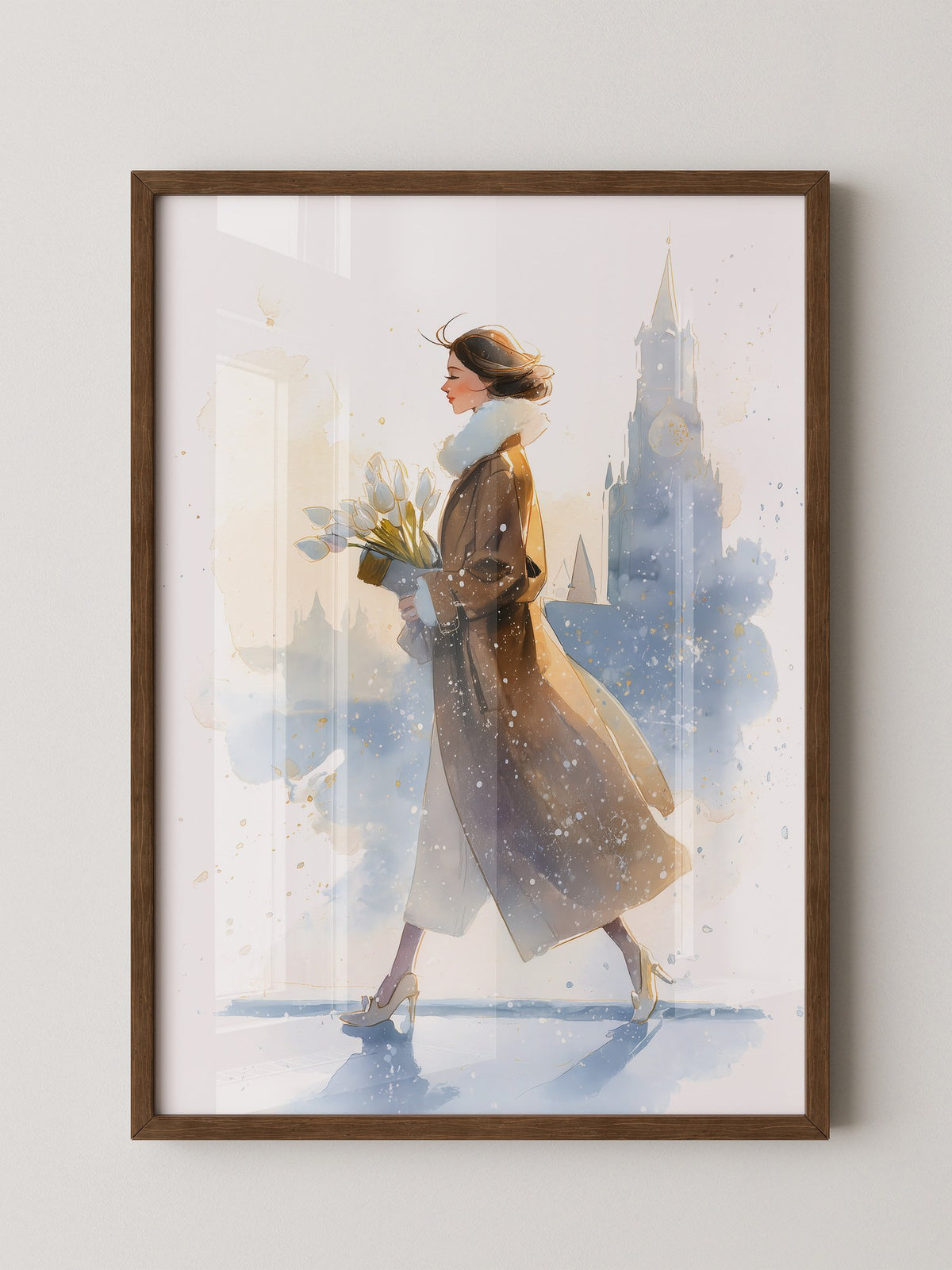 Frau Tulpen Wintermorgen