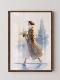 Frau Tulpen Wintermorgen
