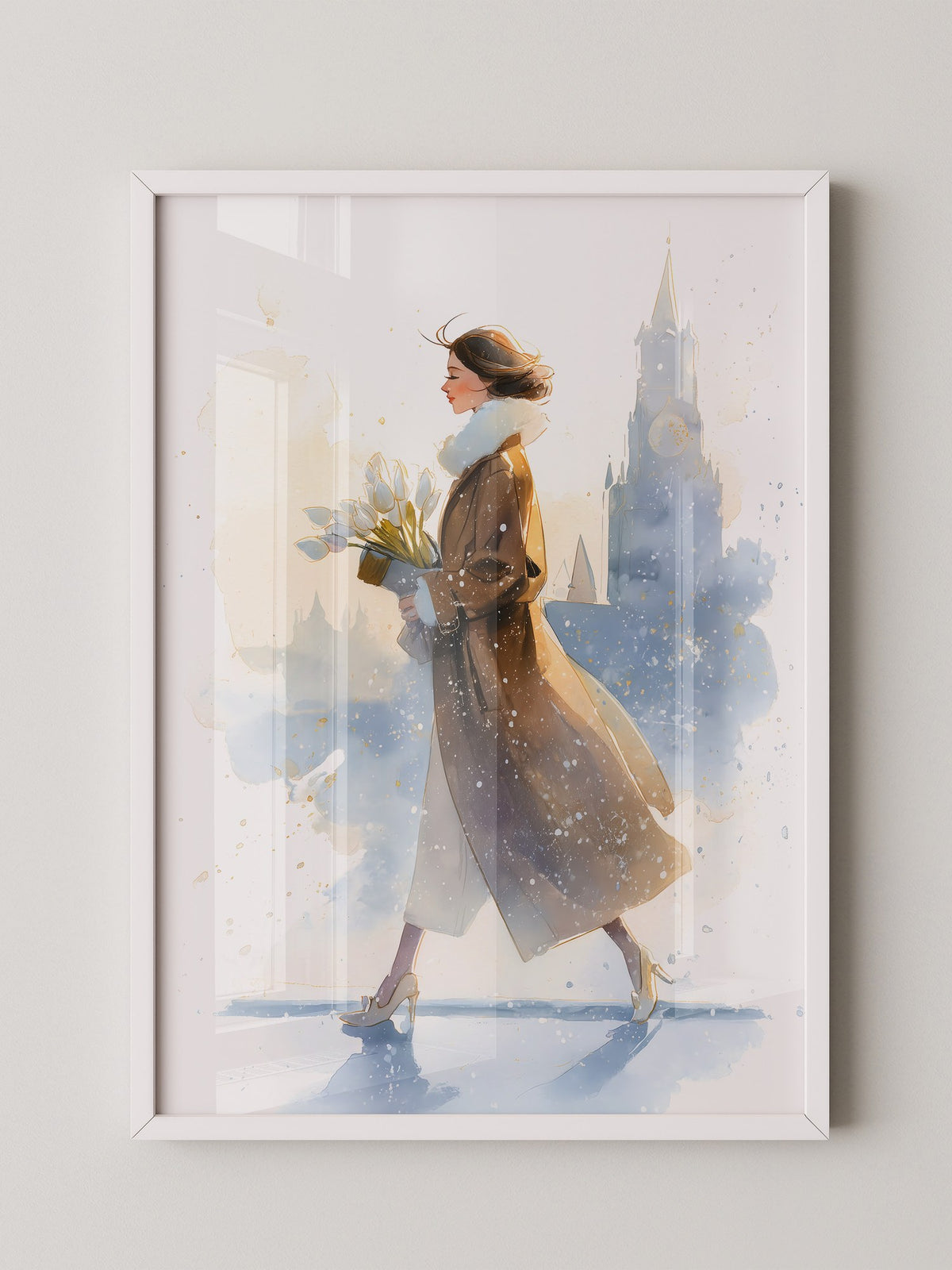 Frau Tulpen Wintermorgen