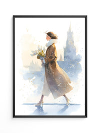 Frau Tulpen Wintermorgen