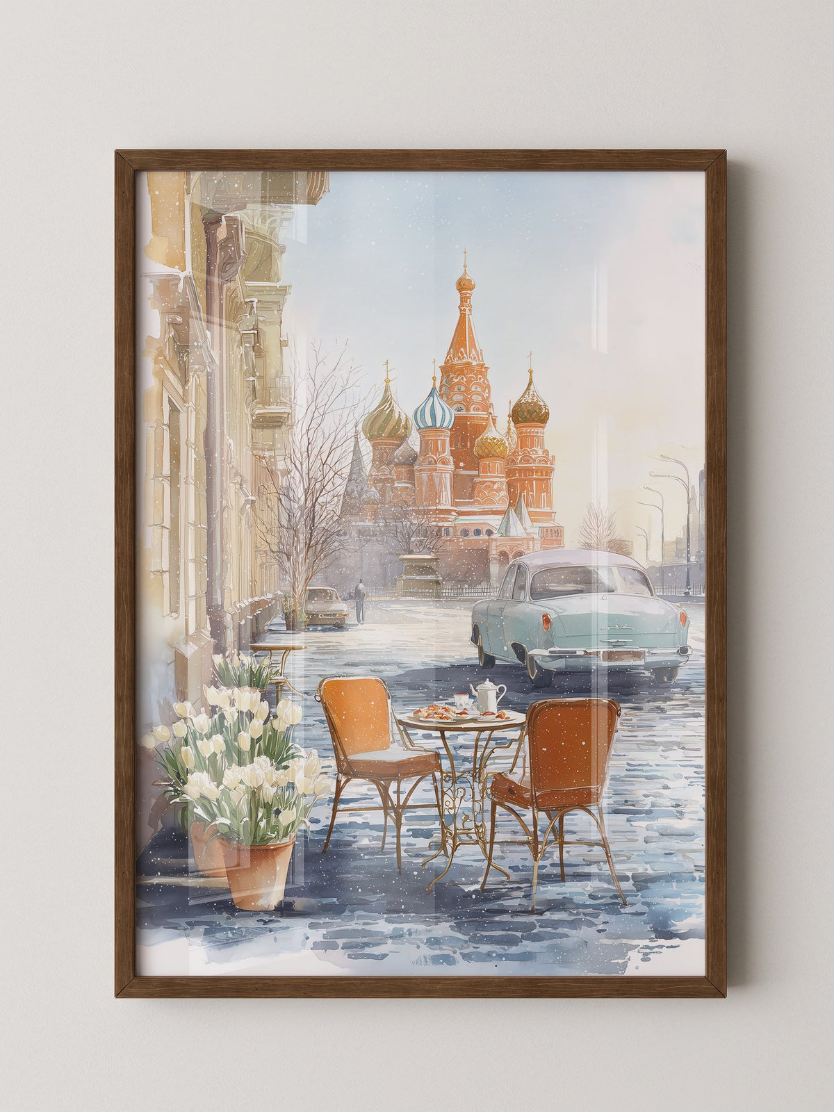 Kreml Winter Café Aquarell