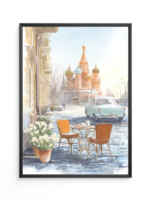 Kreml Winter Café Aquarell